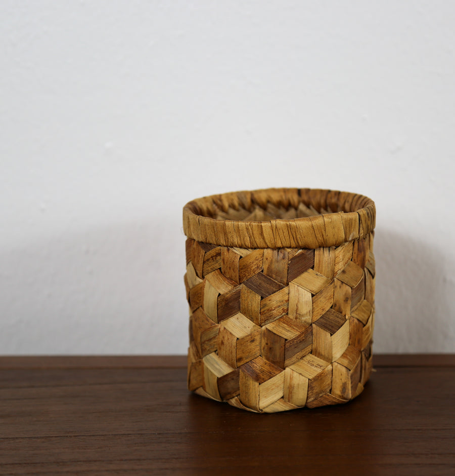 small natural woven canister